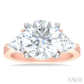 1 ctw Circualar Shape Trillion and Round Cut Diamond Semi Mount Engagement Ring in 14K Rose and White Gold